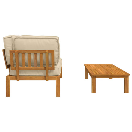 Soffset med kudde Enfärgad 2 pcs Beige Massivt Akaciaträ