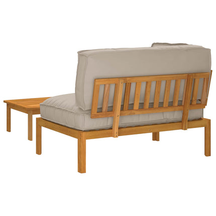 Soffset med kudde Enfärgad 2 pcs Taupe Massivt Akaciaträ