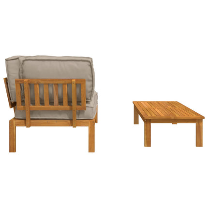 Soffset med kudde Enfärgad 2 pcs Taupe Massivt Akaciaträ