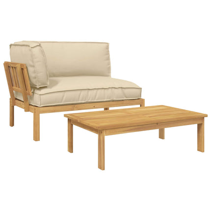 Soffset med kudde Enfärgad 2 pcs Beige Massivt Akaciaträ