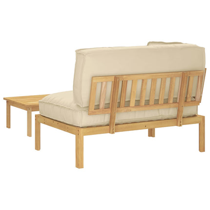 Soffset med kudde Enfärgad 2 pcs Beige Massivt Akaciaträ