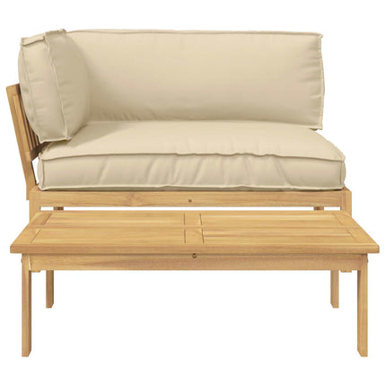 Soffset med kudde Enfärgad 2 pcs Beige Massivt Akaciaträ