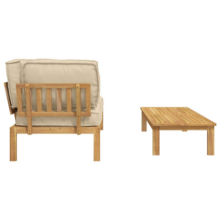 Soffset med kudde Enfärgad 2 pcs Beige Massivt Akaciaträ