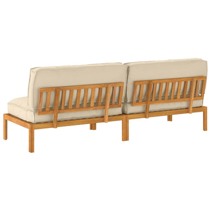 Soffset med kudde Enfärgad 2 pcs Beige Massivt Akaciaträ