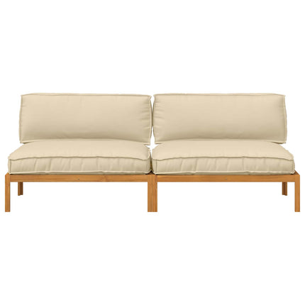 Soffset med kudde Enfärgad 2 pcs Beige Massivt Akaciaträ