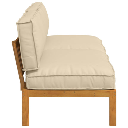 Soffset med kudde Enfärgad 2 pcs Beige Massivt Akaciaträ
