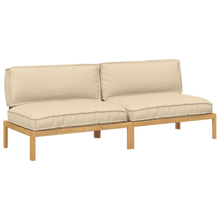Soffset med kudde Beige 240 x 92 x 69 cm Massivt Akaciaträ