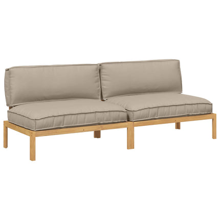 Soffset med kudde Enfärgad 2 pcs Taupe Massivt Akaciaträ