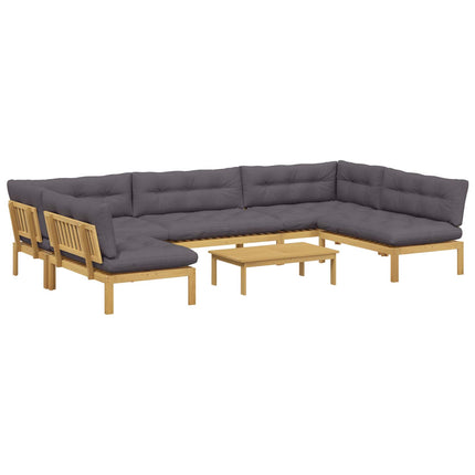 6 Stycke Trädgårdspallsofaenheter Massivt Akaciaträ Ljusbrun