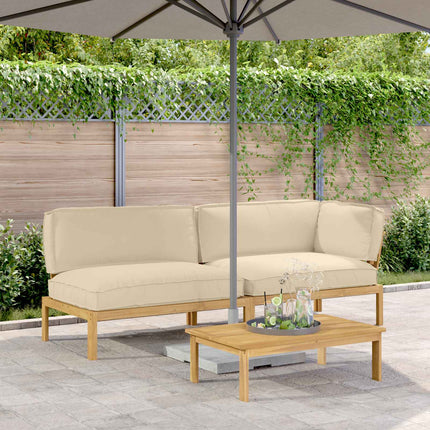 Soffset med kudde Enfärgad 3 pcs Beige Massivt Akaciaträ