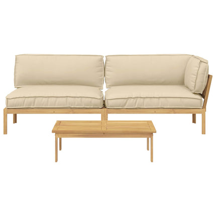 Soffset med kudde Enfärgad 3 pcs Beige Massivt Akaciaträ