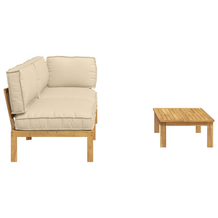 Soffset med kudde Enfärgad 3 pcs Beige Massivt Akaciaträ