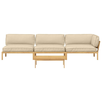 Soffset med kudde Enfärgad 4 pcs Beige Massivt Akaciaträ