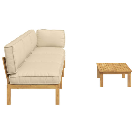 Soffset med kudde Enfärgad 4 pcs Beige Massivt Akaciaträ