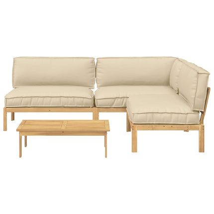 Soffset med kudde Enfärgad 4 pcs Beige Massivt Akaciaträ