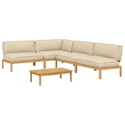 Soffset med kudde Enfärgad 5 pcs Beige Massivt Akaciaträ