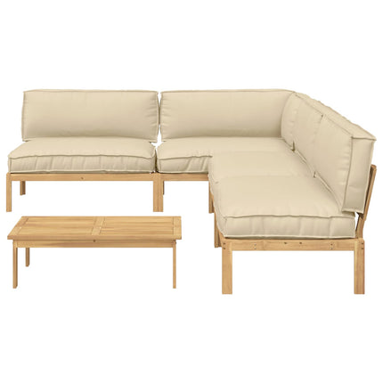 Soffset med kudde Enfärgad 5 pcs Beige Massivt Akaciaträ
