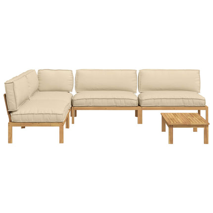 Soffset med kudde Enfärgad 5 pcs Beige Massivt Akaciaträ
