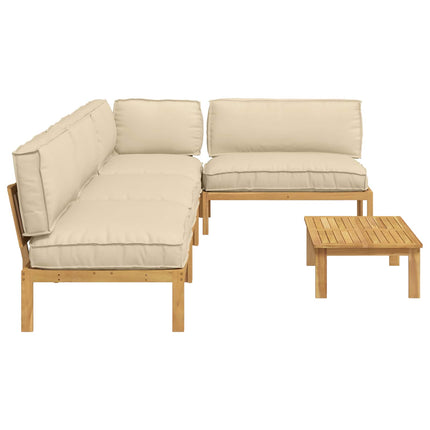 Soffset med kudde Enfärgad 5 pcs Beige Massivt Akaciaträ