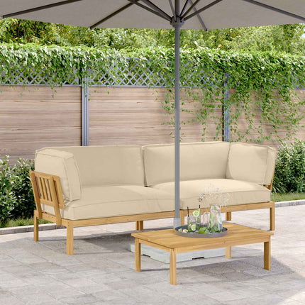 Soffset med kudde Enfärgad 2 pcs Beige Massivt Akaciaträ