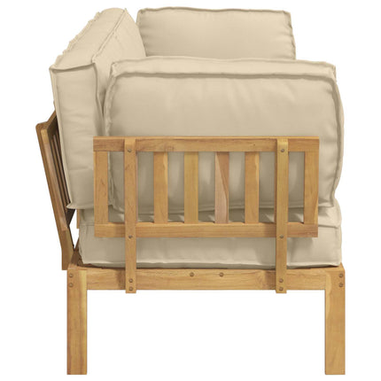 Soffset med kudde Enfärgad 2 pcs Beige Massivt Akaciaträ