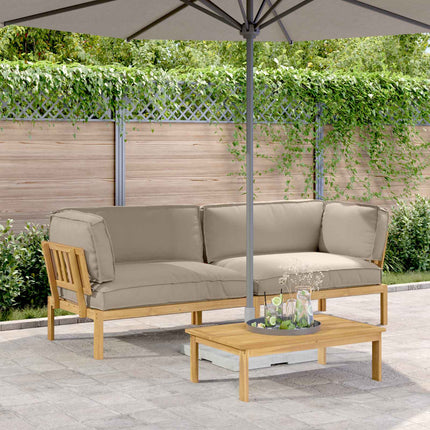 Soffset med kudde Enfärgad 2 pcs Taupe Massivt Akaciaträ