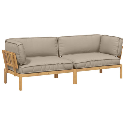 Soffset med kudde Enfärgad 2 pcs Taupe Massivt Akaciaträ