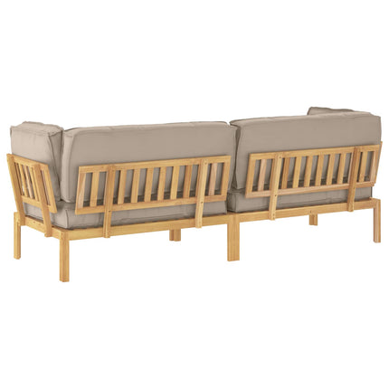 Soffset med kudde Enfärgad 2 pcs Taupe Massivt Akaciaträ