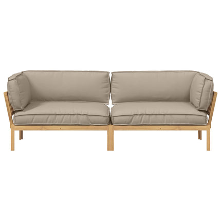 Soffset med kudde Enfärgad 2 pcs Taupe Massivt Akaciaträ