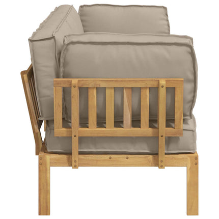 Soffset med kudde Enfärgad 2 pcs Taupe Massivt Akaciaträ