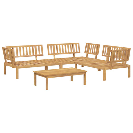 Soffset med kudde Enfärgad 4 pcs Beige Massivt Akaciaträ