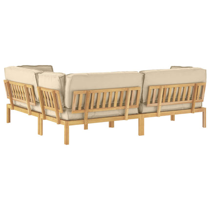 Soffset med kudde Enfärgad 4 pcs Beige Massivt Akaciaträ