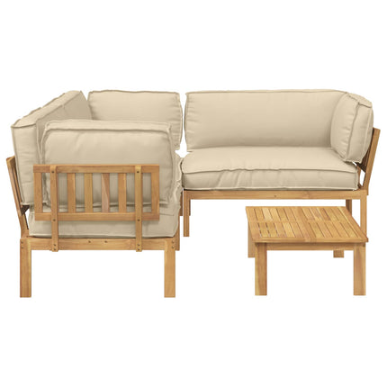 Soffset med kudde Enfärgad 4 pcs Beige Massivt Akaciaträ