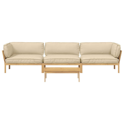 Soffset med kudde Enfärgad 4 pcs Beige Massivt Akaciaträ