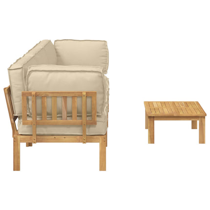 Soffset med kudde Enfärgad 4 pcs Beige Massivt Akaciaträ