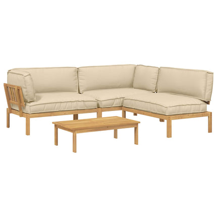 Soffset med kudde Enfärgad 4 pcs Beige Massivt Akaciaträ