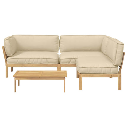 Soffset med kudde Enfärgad 4 pcs Beige Massivt Akaciaträ