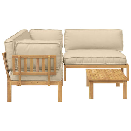 Soffset med kudde Enfärgad 4 pcs Beige Massivt Akaciaträ