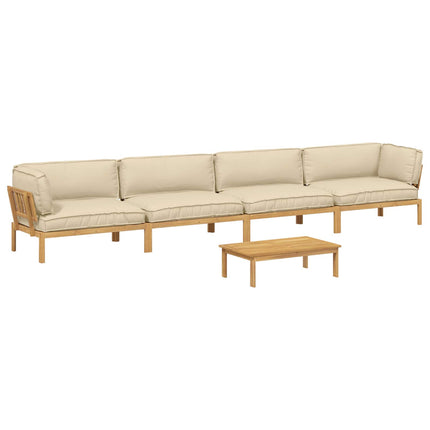 Soffset med kudde Enfärgad 5 pcs Beige Massivt Akaciaträ