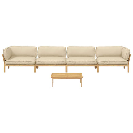 Soffset med kudde Enfärgad 5 pcs Beige Massivt Akaciaträ