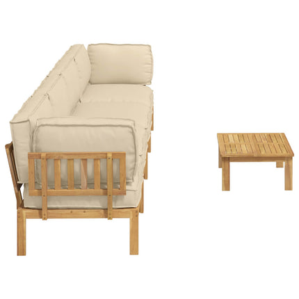 Soffset med kudde Enfärgad 5 pcs Beige Massivt Akaciaträ