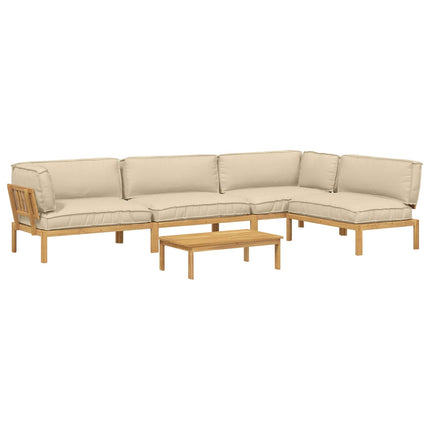 Soffset med kudde Enfärgad 5 pcs Beige Massivt Akaciaträ