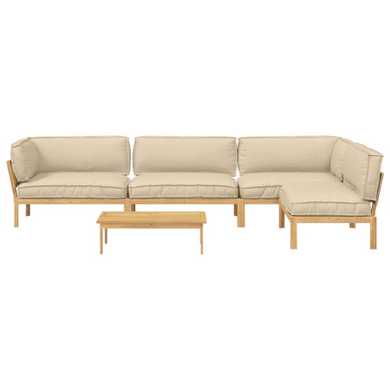 Soffset med kudde Enfärgad 5 pcs Beige Massivt Akaciaträ