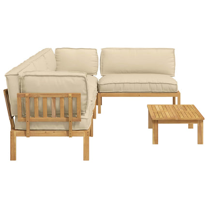Soffset med kudde Enfärgad 5 pcs Beige Massivt Akaciaträ