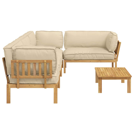 Soffset med kudde 5 pcs Beige och Ljusbrun Massivt Akaciaträ