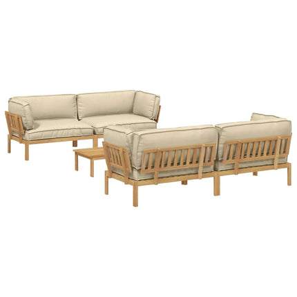 Soffset med kudde Enfärgad 5 pcs Beige Massivt Akaciaträ