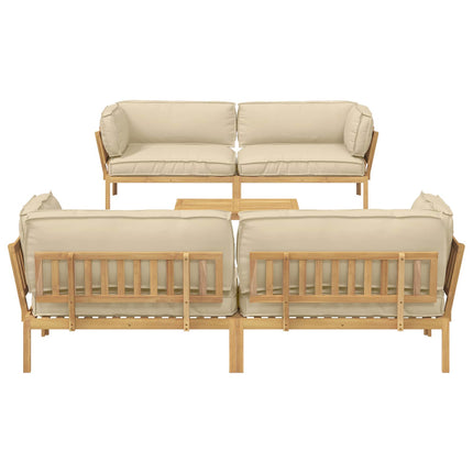 Soffset med kudde Enfärgad 5 pcs Beige Massivt Akaciaträ