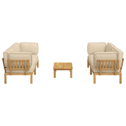 Soffset med kudde Enfärgad 5 pcs Beige Massivt Akaciaträ
