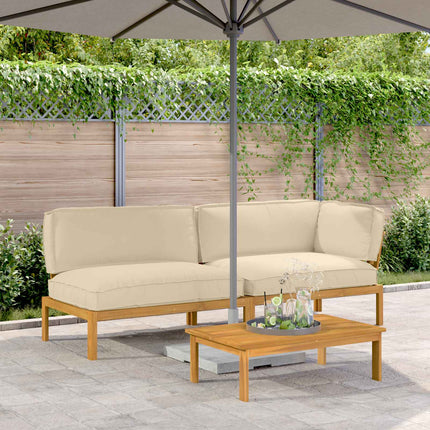 Soffset med kudde Enfärgad 3 pcs Beige Massivt Akaciaträ