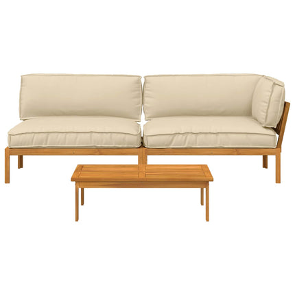 Soffset med kudde Enfärgad 3 pcs Beige Massivt Akaciaträ